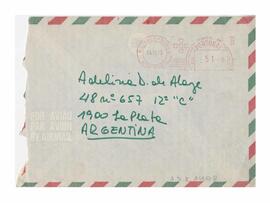 Sobre enviado a Adelina desde Lisboa, Portugal. Rte: Ale y Tito. 1983