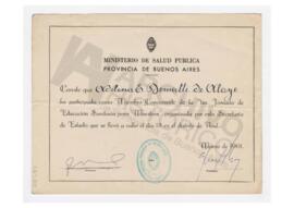 Certificado de participación en la Primera Jornada de Educación Sanitaria para Maestros organizad...