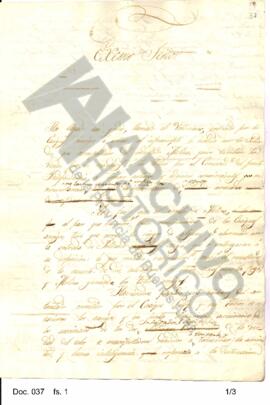 Borrador de la nota remitida por Rosas al Ministro de Gobierno a fin de informar la llegada del i...