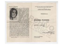 Programa de la presentación de Susana Platero y Donato Colacelli en el salón de actos de la Escue...