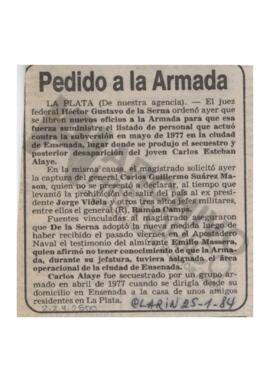 “Pedido a la Armada", Clarín, 1984
