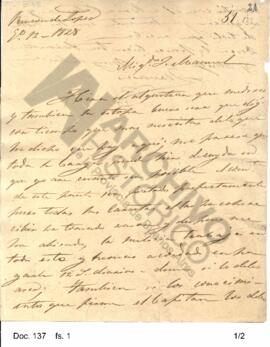 Carta enviada por Gervasio Rosas a su hermano a fin de consultar acerca de los artículos que nece...