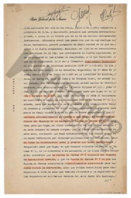 Declaración de Juan Carlos Herzberg. 1984