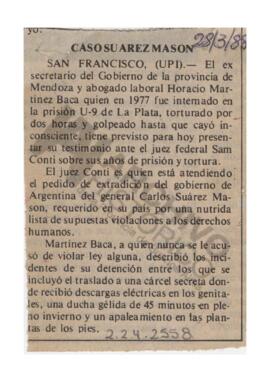 Recorte de diario “Caso Suárez Mason” 1988