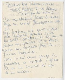Carta enviada a Adelina, firmada por Flora Nudelman. 1972