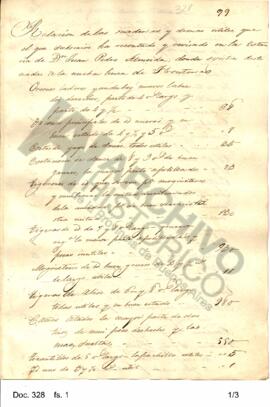 Descripción llevada a cabo por el capitán José González de los recursos encontrados en la estanci...