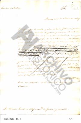 Borrador de un oficio expedido por Rosas al Ministro de Guerra y Marina refiriéndose a una nota d...