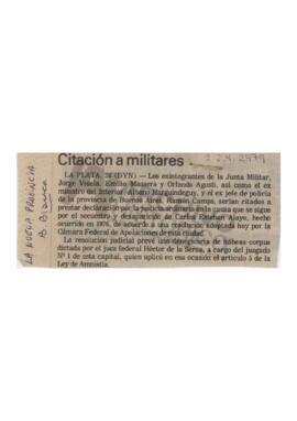 “Citación a militares”, La Nueva Provincia de Bahía Blanca