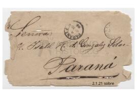 Sobre señora Isabel H. de Gonzales Solar Paraná Julio 1886