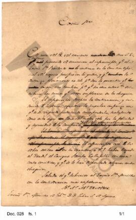 Borrador de la nota remitida por Rosas al Ministro de Gobierno aceptando continuar la comisión so...