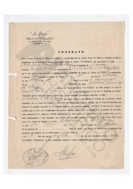 Contrato entre el Teatro de Títeres “la pareja “ y el Centro Cultural Del Magisterio, Brandsen, 1966