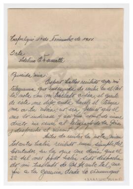 Carta enviada a Adelina por Luis María Alaye. 1951, Tapalqué. Con sobre