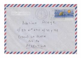 Sobre enviado a Adelina desde La Coruña, España. Rte: Ernesto F. Zwirner. 1997