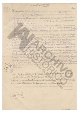 Manuscrito de Adelina con título “Comisaría 9a” 1977