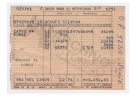 Recibo de sueldo Silvina Nogues. 1974