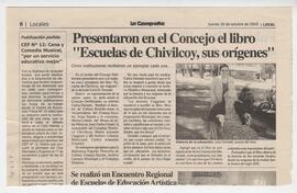 Recorte del diario La Campaña  “Presentaron en el Concejo el libro Escuelas de Chivilcoy, sus orí...