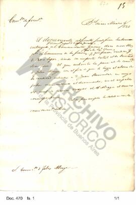 Vicente González comunica a Rosas el envío de los recibos correspondientes a la carne consumida; ...