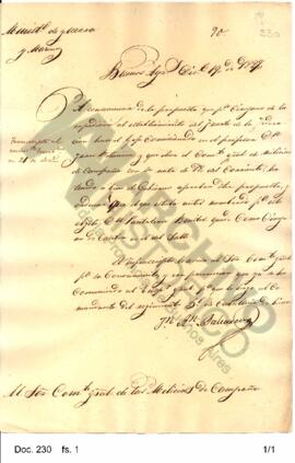 El Ministro de Guerra y Marina comunica a Rosas el  nombramiento del cirujano Juan Betancur en re...