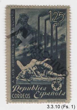 1 estampilla de correo República española de 1,25 centavos