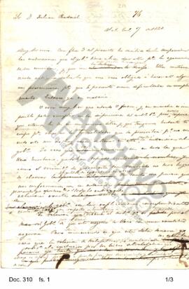 Borrador de un nota dirigida a Julián Perdriel instruyéndole sobre la forma de salvar las dificul...