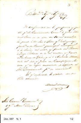 Manuel Moreno remite a Rosas copia de la nota enviada a los presidentes de las comisiones constit...