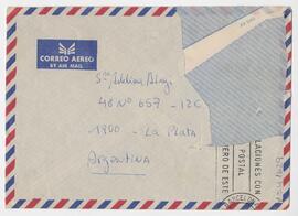 Sobre dirigido a Adelina. La Plata (desde Barcelona). (Sólo anverso)