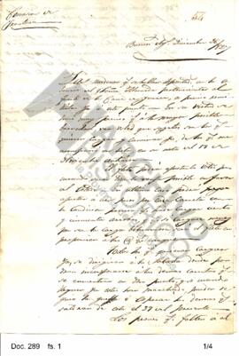 Copia de un oficio enviado por Rosas al comisario de la Guardia de Navarro relativo a las maderas...