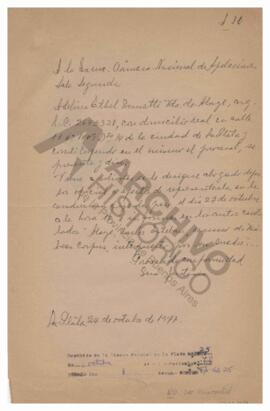 Solicitud de Adelina a la Cámara Nacional de Apelaciones (Con anotación de Adelina: No se concedi...