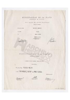 Entrega de premios a dos obras de Paris Cedola, Dirección de Cultura de la Municipalidad de La Pl...