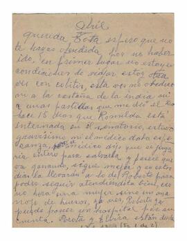 Carta enviada a Adelina por su madre. 1972