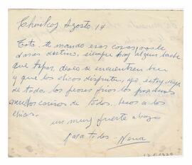 Carta enviada a Adelina desde Chivilcoy. Firmada, Nena