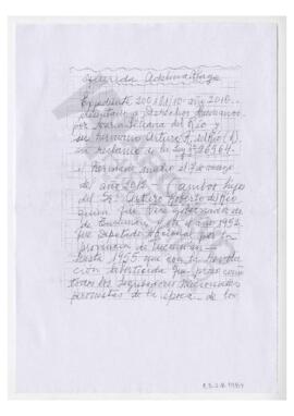 Carta de Ana Carmen Macri solicitandole a Adelina el estado de su expediente
