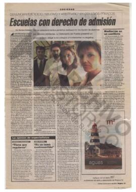 Recorte diario Página 12 "Escuelas con derecho de admisión. Denuncian ejercicio "abusiv...