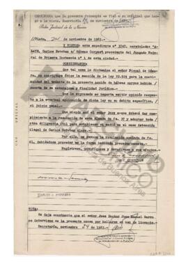 Copia certificada de expediente n3747 donde se revoca la resolución apelada de Habeas Corpus. Juz...