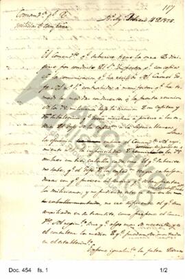 Borrador enviado al Inspector General por Rosas en el cual solicita pertrechos para equipamiento ...