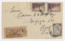 Sobre dirigido a Adelina. Rte: L.E.M. Pellegrini 470, Chivilcoy.