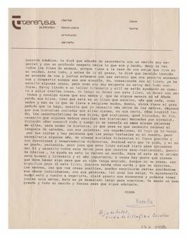 Carta enviada a Adelina, escrita a máquina. Firmada por Diana Piazolla