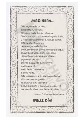 Poesía dedicada por el día de la Maestra Jardinera. Susana T Sánchez de Bodanza.