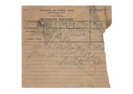 Telegrama de felicitaciones por cumpleaños de Carlos de parte de abuelo y tíos. 1956