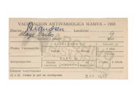 Certificado de vacunación antivariólica masiva. Brandsen, 1965
