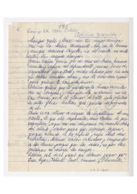 Carta enviada por Mercedes Lagrava de Martinez. 1982