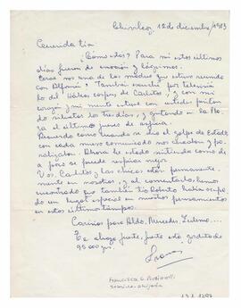 Carta enviada a Adelina desde Chivilcoy. Firmada, Francis. 1983