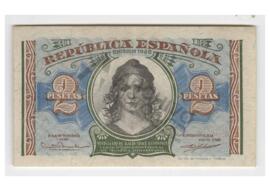 1 billete de 2 pesetas de la República Española, de 1938
