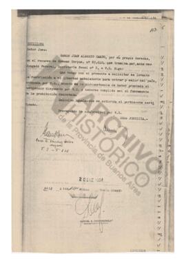 Petición de Camps de levantar la restricción a su libertad ambulatoria para entrar y salir del pa...