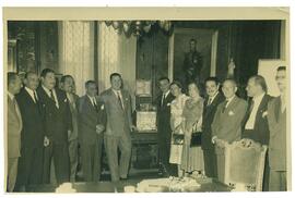 Juan Domingo Perón y con gremialistas