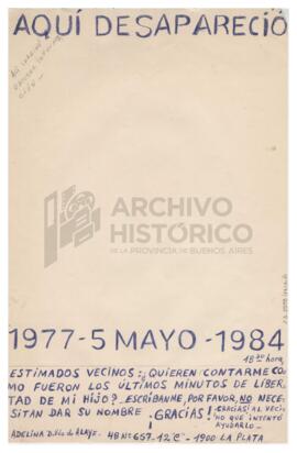 Recortes para conformar el cartel “Aquí desapareció Carlos E. Alaye" 1984