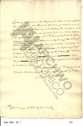 Borrador de la nota enviada por Rosas al gobierno donde indica la necesidad de proporcionar cabal...