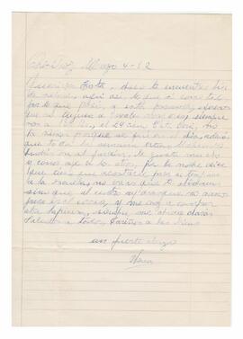 Carta enviada a Adelina desde Chivilcoy. Firmada, Nena. 1982