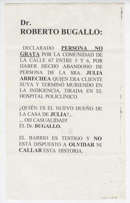 Panfleto contra el Dr. Roberto Bugallo