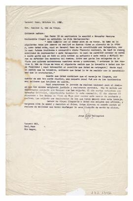 Correspondencia recibida por Adelina. Firmada, Jorge Luis Pellegrini, desde Gral Roca, Río Negro....